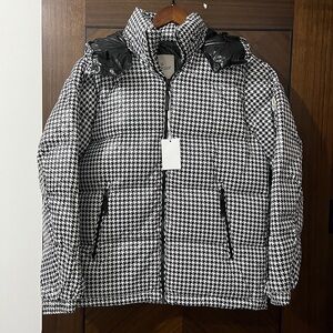 Moncler Houndstooth Hooded Down Jacket